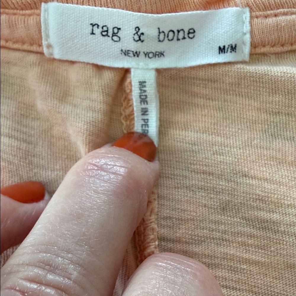 rag & bone Pima Cotton Slub Tee Medium Peach Apricot Crew Neck Short Sleeve - Picture 6 of 11